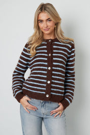 Polyester fiber (polyester) Knit cardigan Stripes Casual Fall/Winter  Clothes