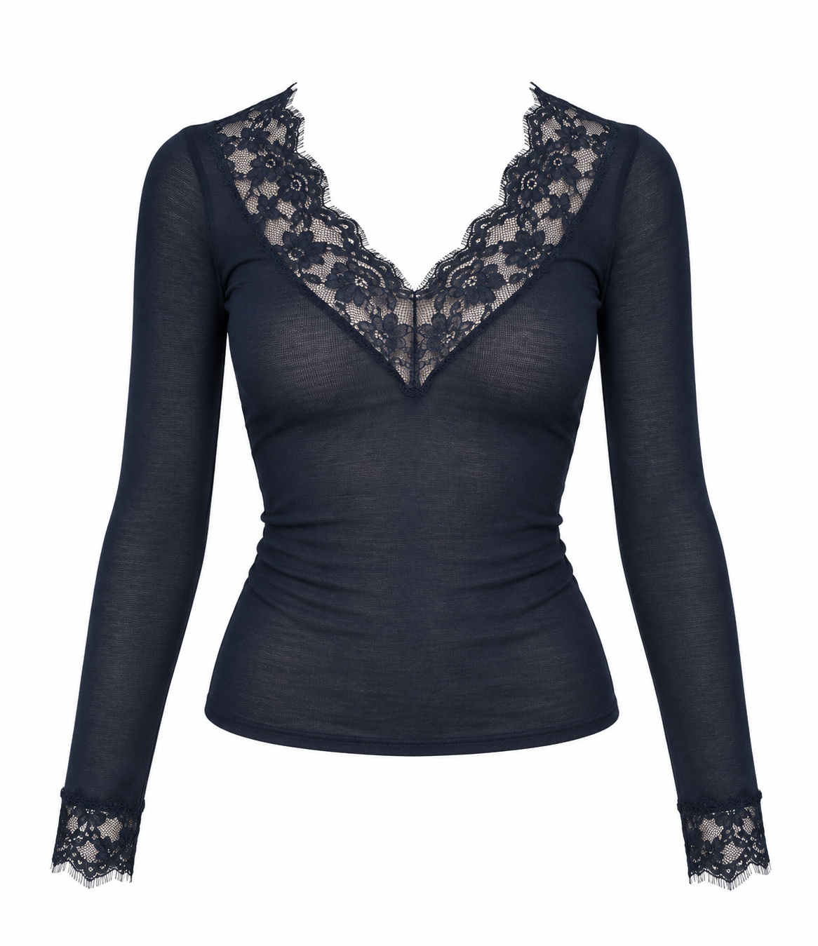 LACE cashmere top navy