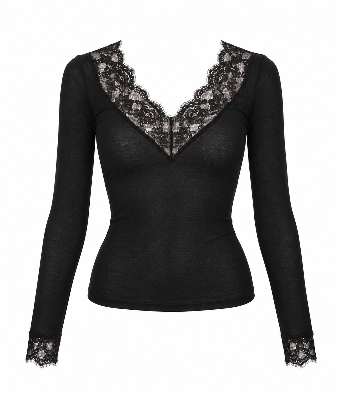 LACE cashmere top black