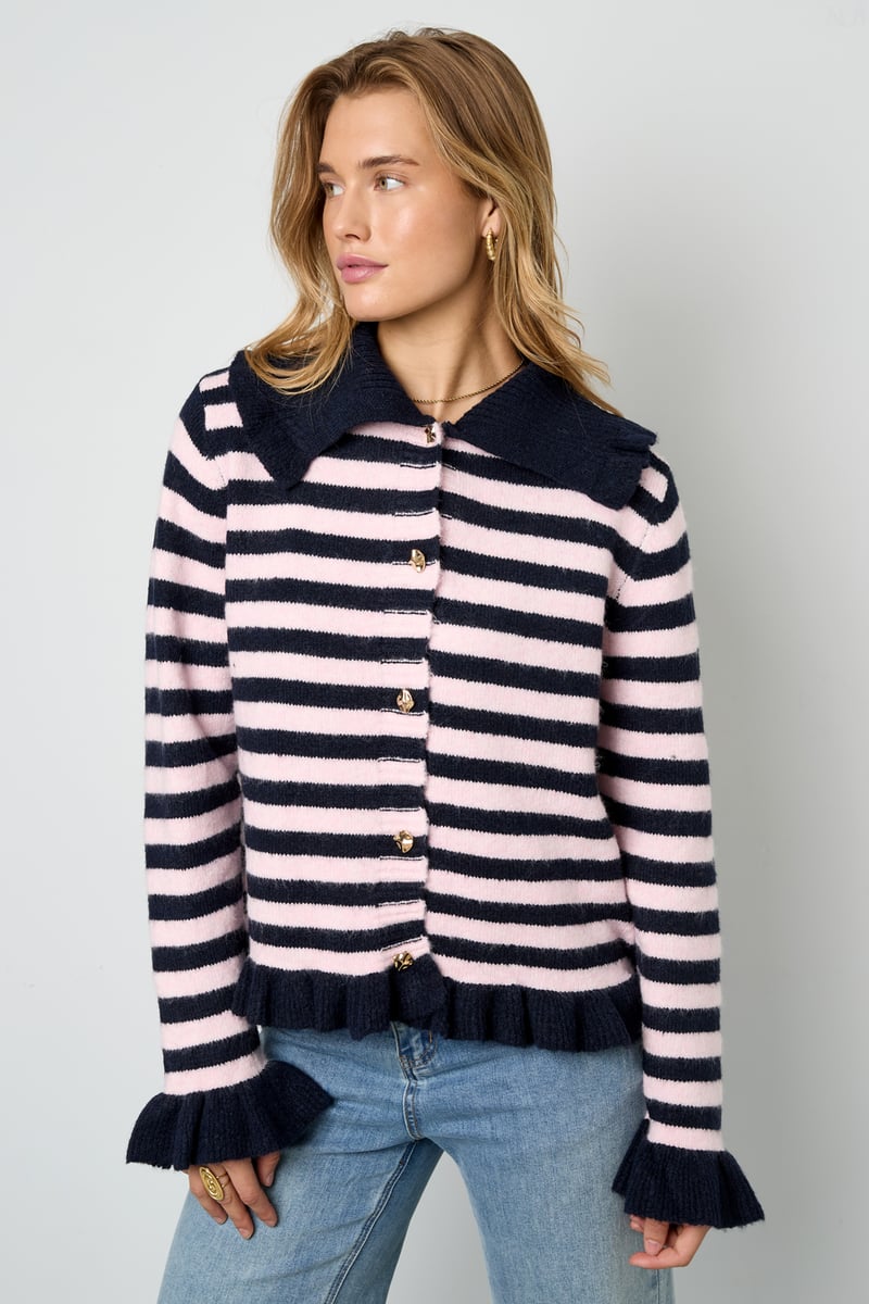 Polyester fiber (polyester) Knit cardigan Stripes Casual Fall/Winter  Clothes